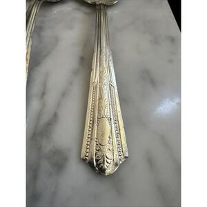 Vintage Malabar Silver Plate Embossed Table Spoon Floral Leaves Lot Of 7